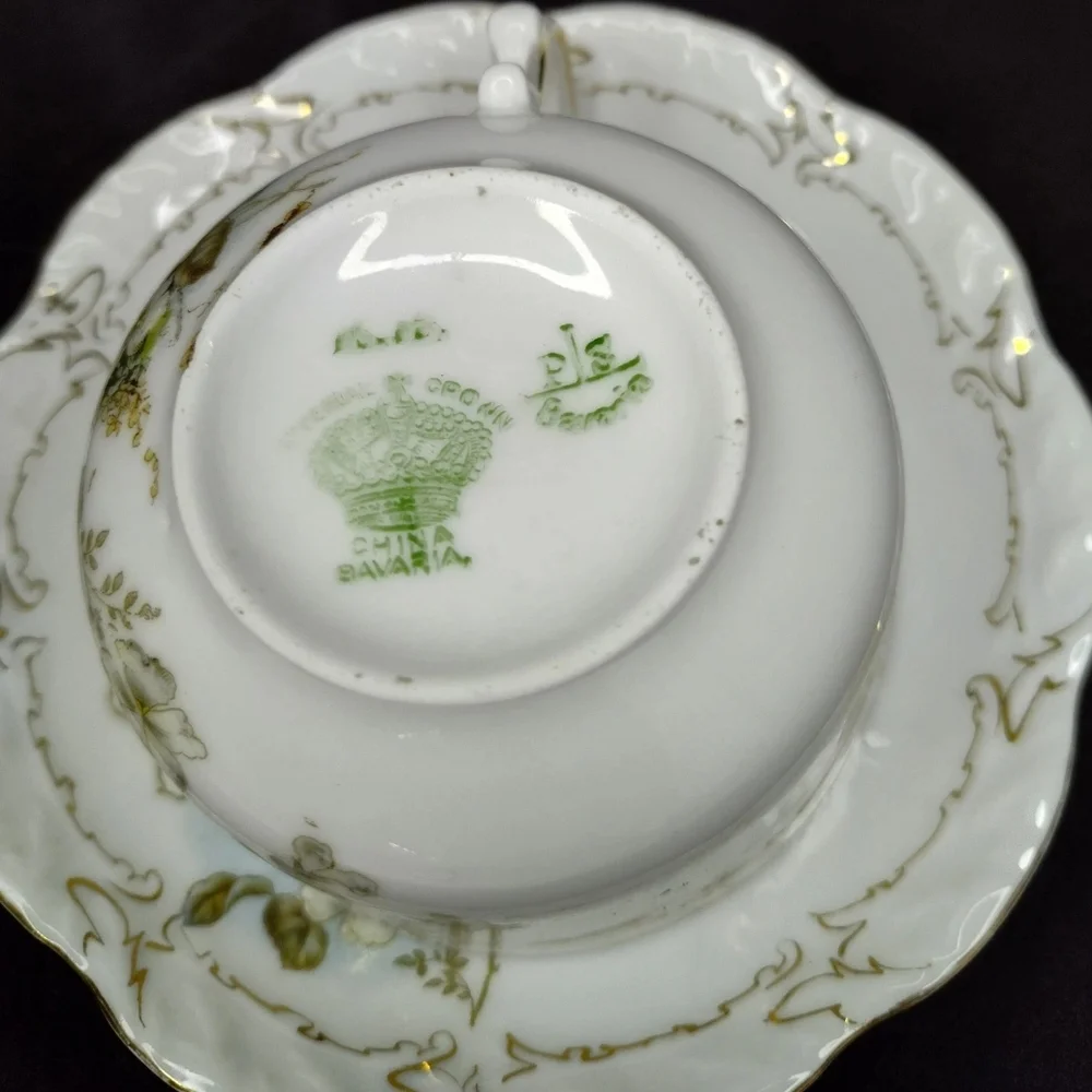 BEAUTIFUL Imperial Crown China PS Bavaria Tea Cup And Saucer (1930-1940)